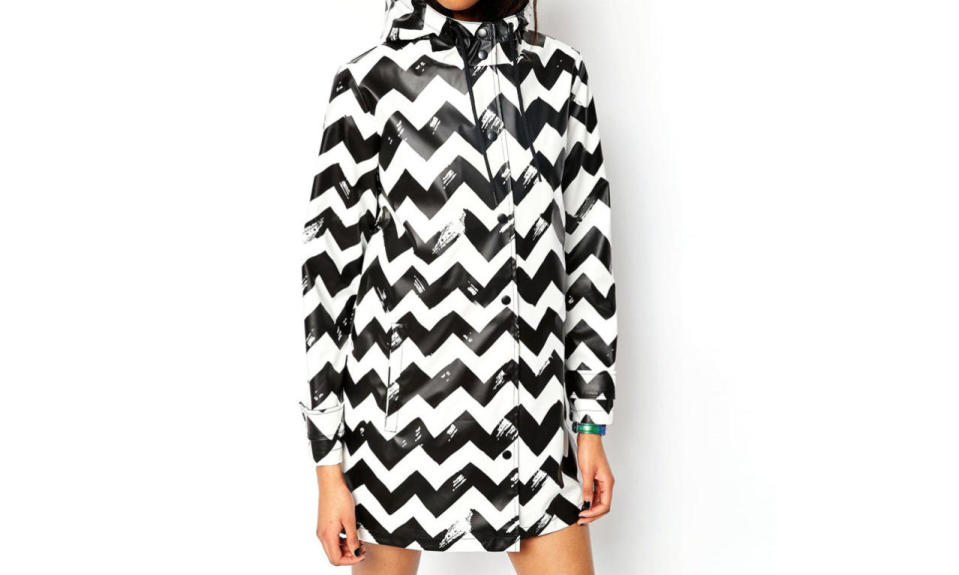 ASOS Rain Trench with Brushed Chevron Print