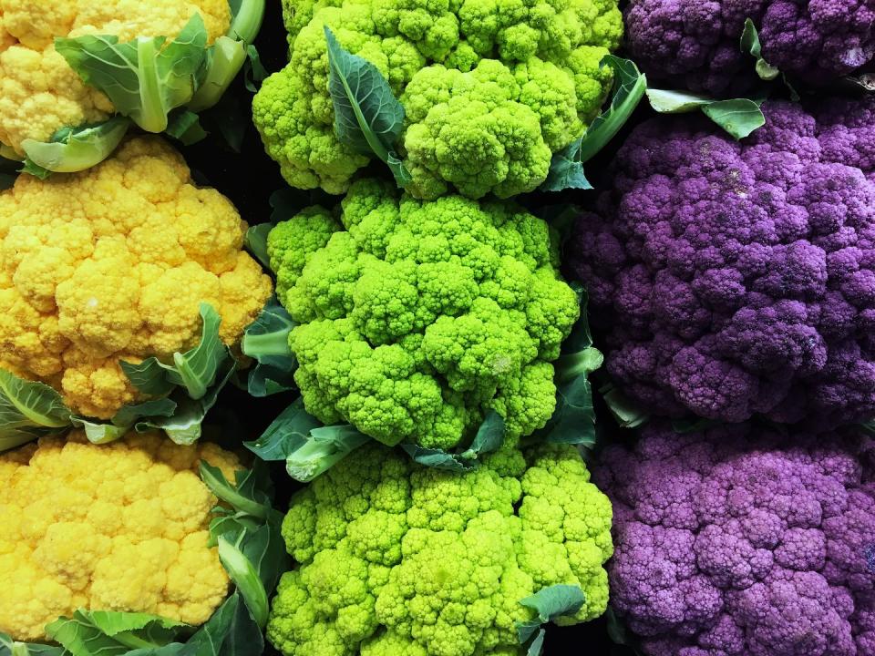 cauliflower in three colors