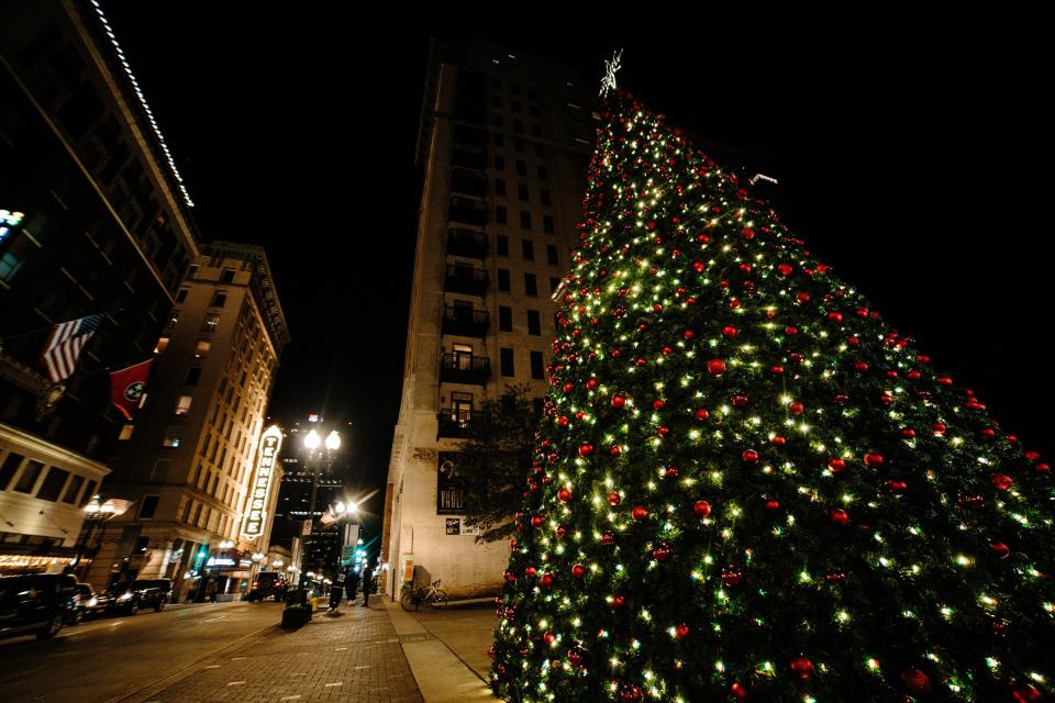 Downtown Knoxville is spectacular during the holidays. The dazzling centerpiece of the Regal Celebration of Lights is a 42-feet-tall Christmas tree