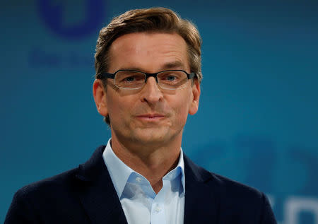 TV presenter Claus Strunz (ProSieben/Sat.1) is pictured at the Adlershof TV studio, which will present the only TV debate of the German election between incumbent German Chancellor Angela Merkel and SPD candidate Martin Schulz, collectively hosted by all German TV networks, in Berlin, Germany, September 1, 2017. REUTERS/Hannibal Hanschke