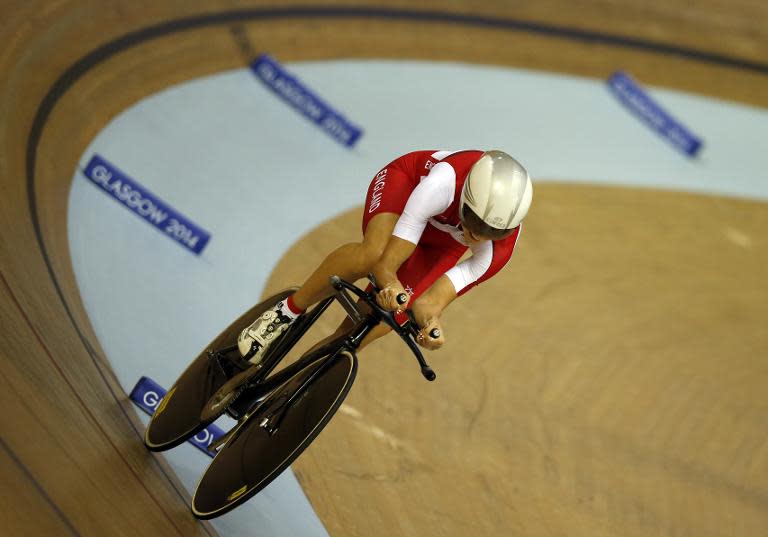 England's Joanna Rowsell competes to win the gold medal in the women's 3000m individual pursuit final in the Sir Chris Hoy Velodrome during the 2014 Commonwealth Games in Glasgow, on July 25, 2014