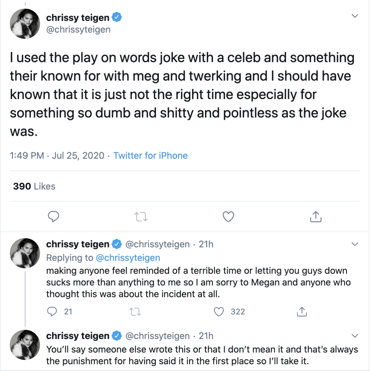 Chrissy Teigen Apologizes For A Joke She Made About Megan Thee Stallion