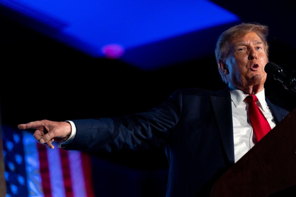 Republican presidential candidate former President Donald Trump speaks at the Black Conservative Federation's Annual BCF Honors Gala at the Columbia Metropolitan Convention Center in Columbia, S.C., Friday, Feb. 23, 2024. (AP Photo/Andrew Harnik)