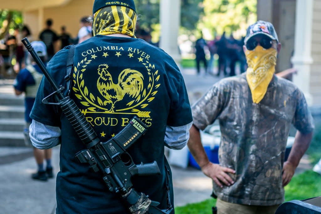 The emails purported to be from the far-right Proud Boys group though it is now thought they were a part of foreign election interference (Getty Images)