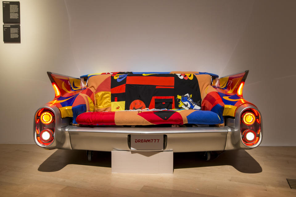 Josiah Chua's Dream 777 used discarded materials from Nike factory and an old car fender. PHOTO: Marina Bay Sands