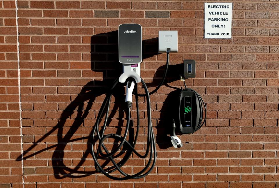 240-volt chargers like this one are commonly used for home charging and in public and work parking lots. There's no concern about their interaction with pacemakers and other implanted medical devices.