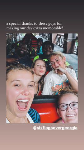 <p>Millie Bobby Brown Instagram</p> Millie Bobby Brown has fun day at Six Flags Over Georgia