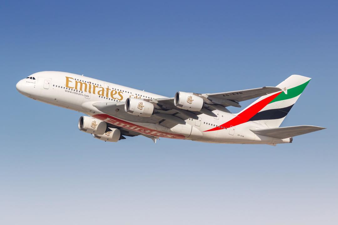 Dubai, United Arab Emirates - February 17, 2024: An Emirates Airbus A380-800 Aircraft With The Registration Number A6-EVB At The Airport In Dubai, Uni