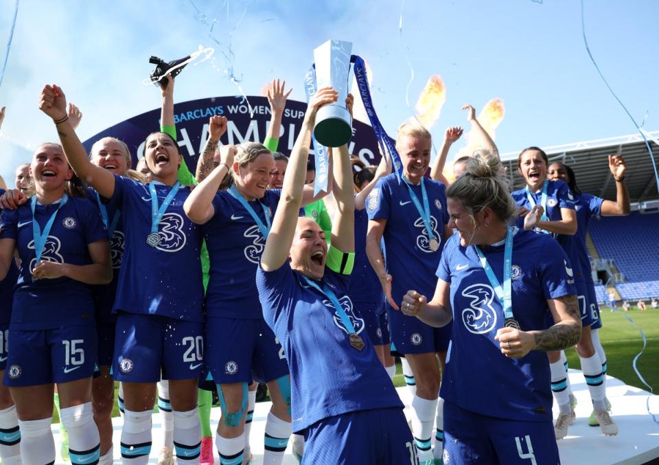 Chelsea won their fourth consecutive WSL last season, edging Manchester United to the title  (The FA via Getty Images)