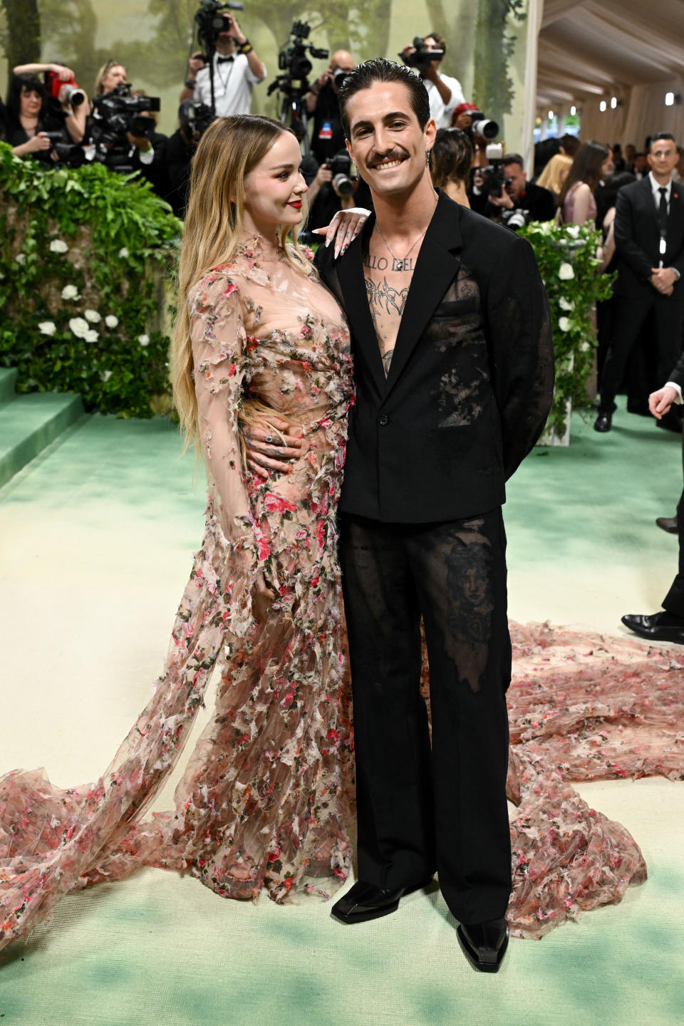 Dove Cameron and Damiano David at the 2024 Met Gala: "Sleeping Beauties: Reawakening Fashion" held at The Metropolitan Museum of Art on May 6, 2024 in New York City.