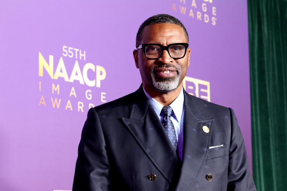 PHOTO: Derrick Johnson, President & CEO of NAACP, poses in the press room during the 55th NAACP Image Awards at Shrine Auditorium and Expo Hall, March 16, 2024, in Los Angeles. (Robin L Marshall/Getty Images)