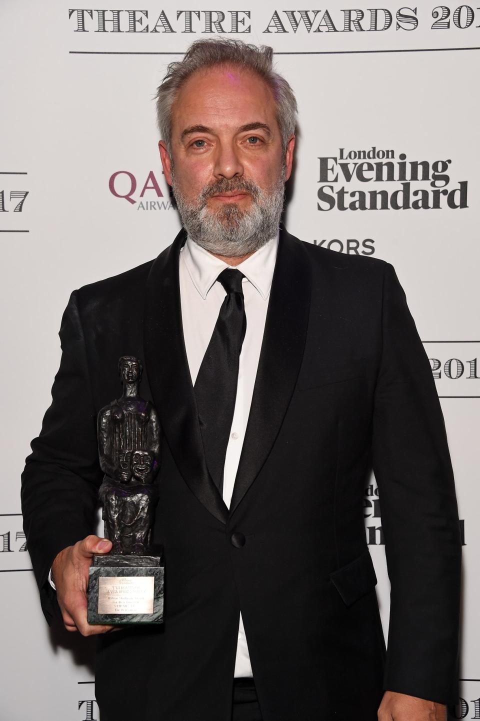 Sam Mendes after winning the Milton Shulman Award for Best Director for The Ferryman at the Evening Standard Theatre Awards in 2017 (Dave Benett/Getty Images)