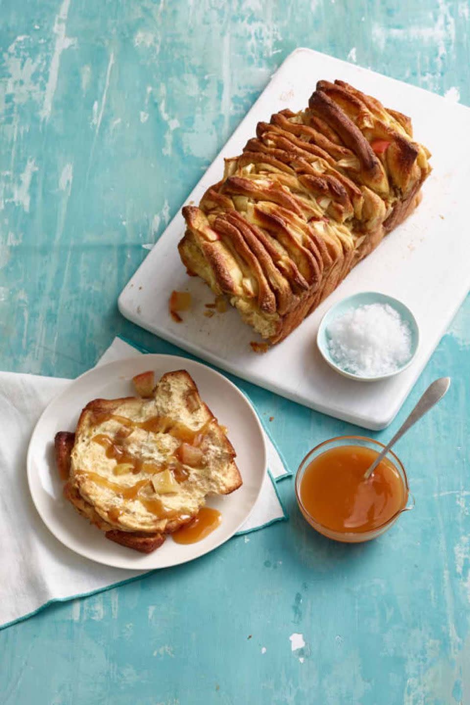 breakfast in bed apple slide of cinnamon pull apart bread