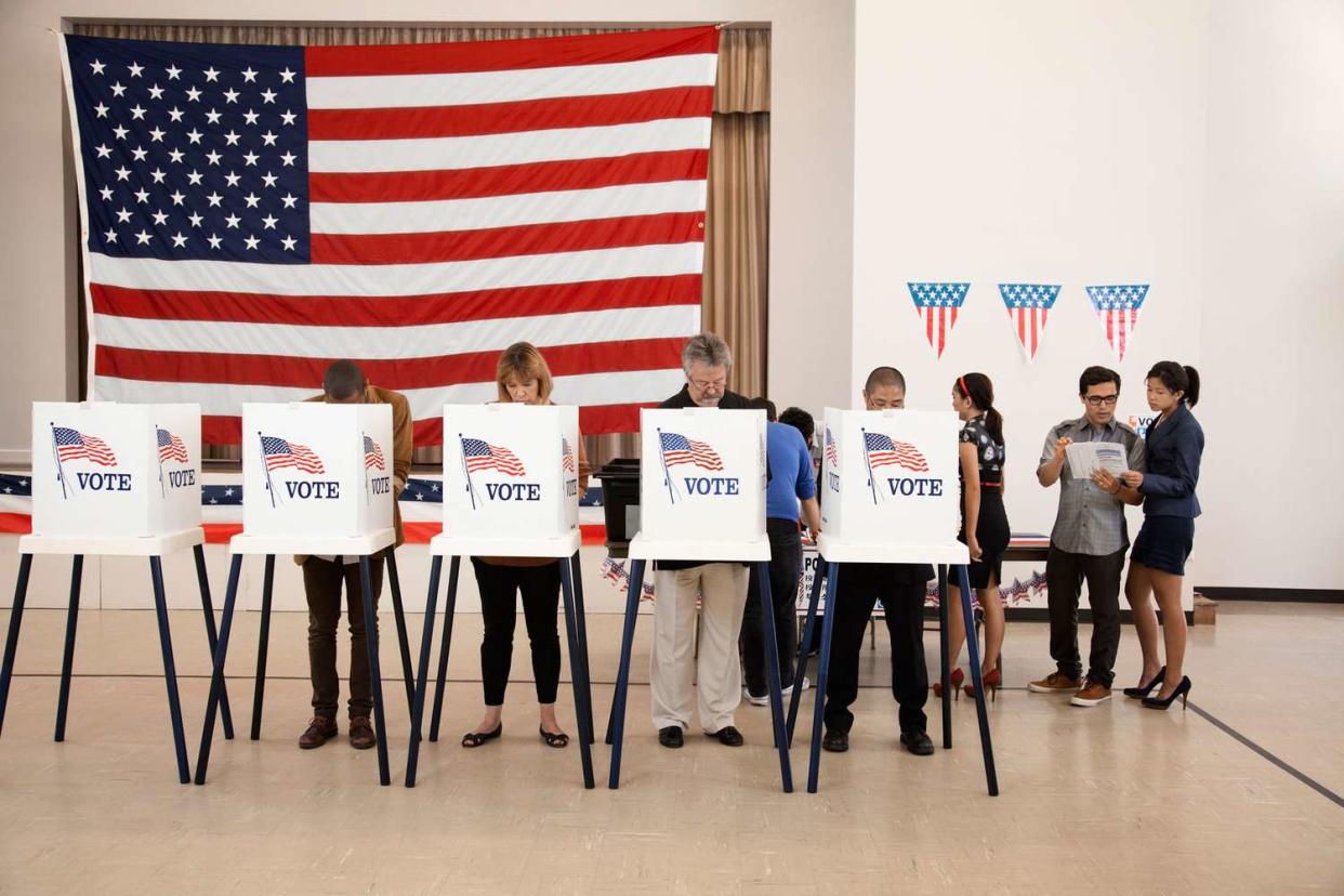 People voting in polling place