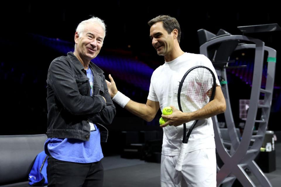 World captain John McEnroe faces the ‘superheroes’ of Team Europe (Getty Images for Laver Cup)