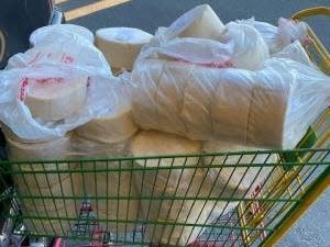 Undeclared wheels of cheese seized at the border by US Border Patrol.