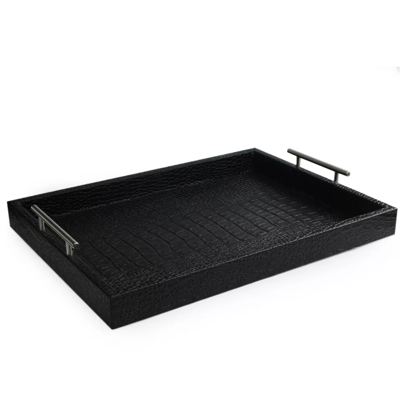 Black Alligator and Metal Tray