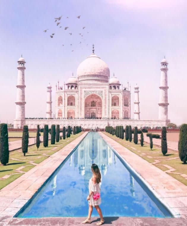 Somehow Amelia managed to get the perfect crowd-free snap at the iconic Indian landmark. Photo: Instagram