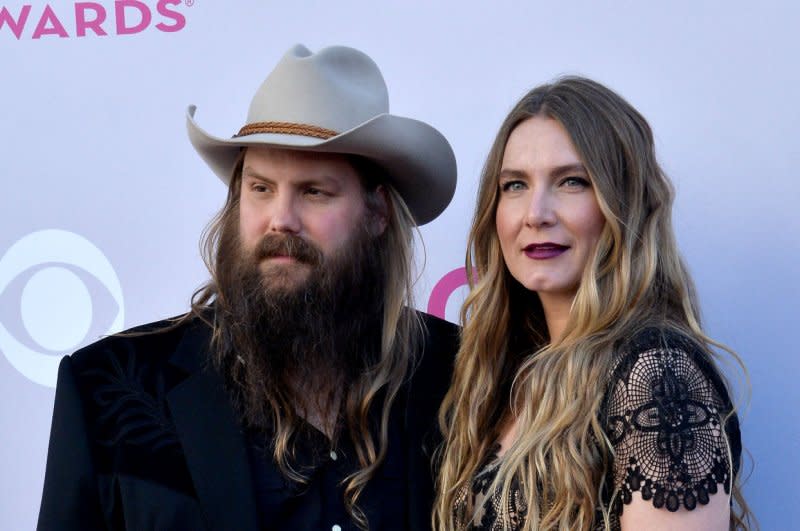 Chris Stapleton (L) and Morgane Stapleton attend the Academy of Country Music Awards in 2017. File Photo by Jim Ruymen/UPI