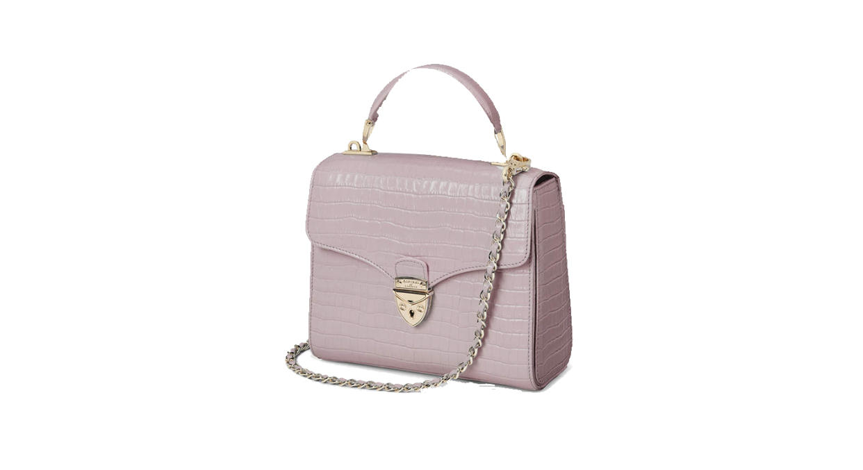 Midi Mayfair Bag in Deep Shine Lilac Small Croc