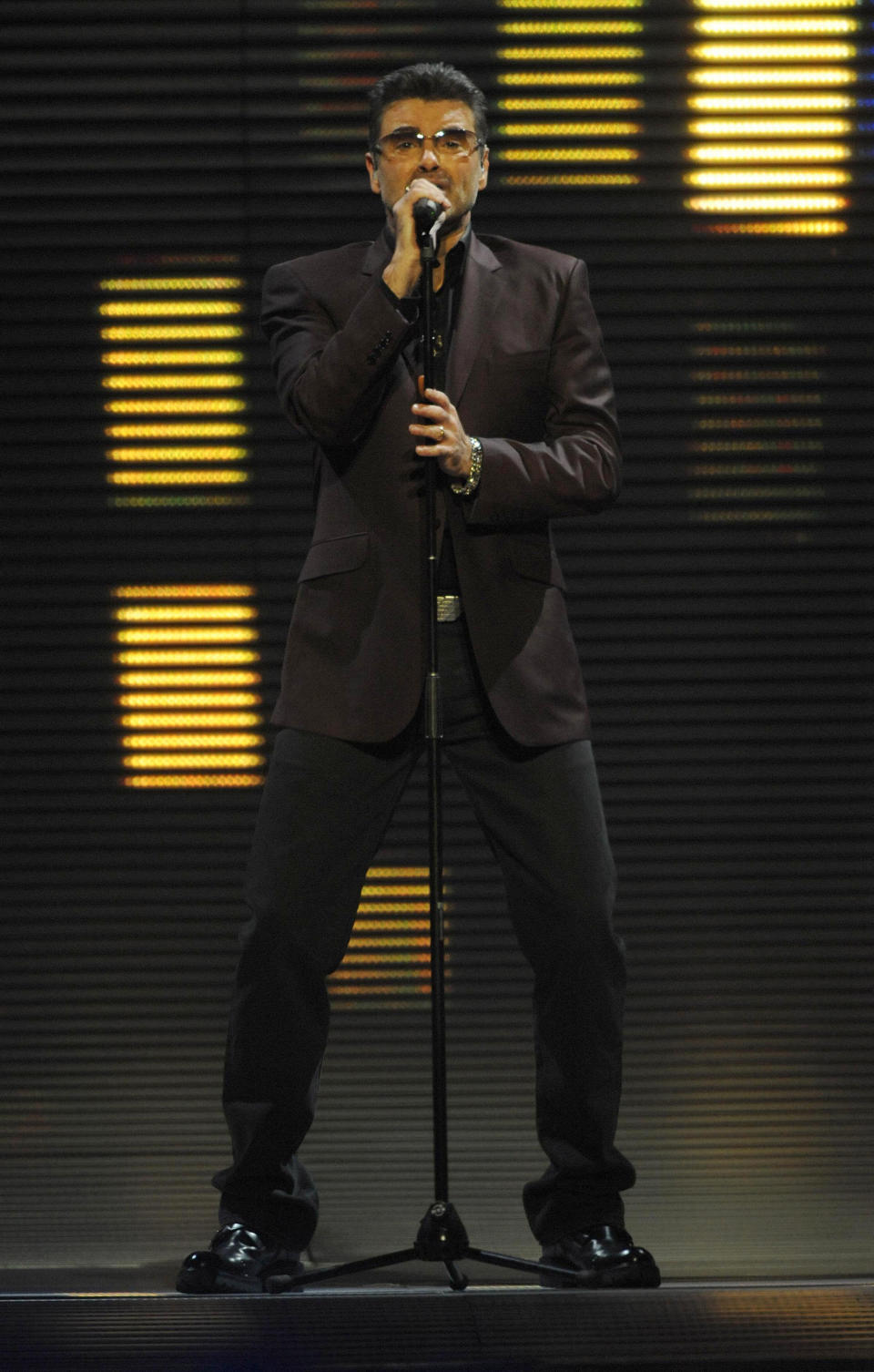 George Michael is seen performing in concert at Earls Court, London.