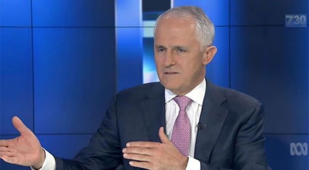 Prime Minister Malcolm Turnbull on the ABC's 7.30 program earlier in the week. Source: ABC.