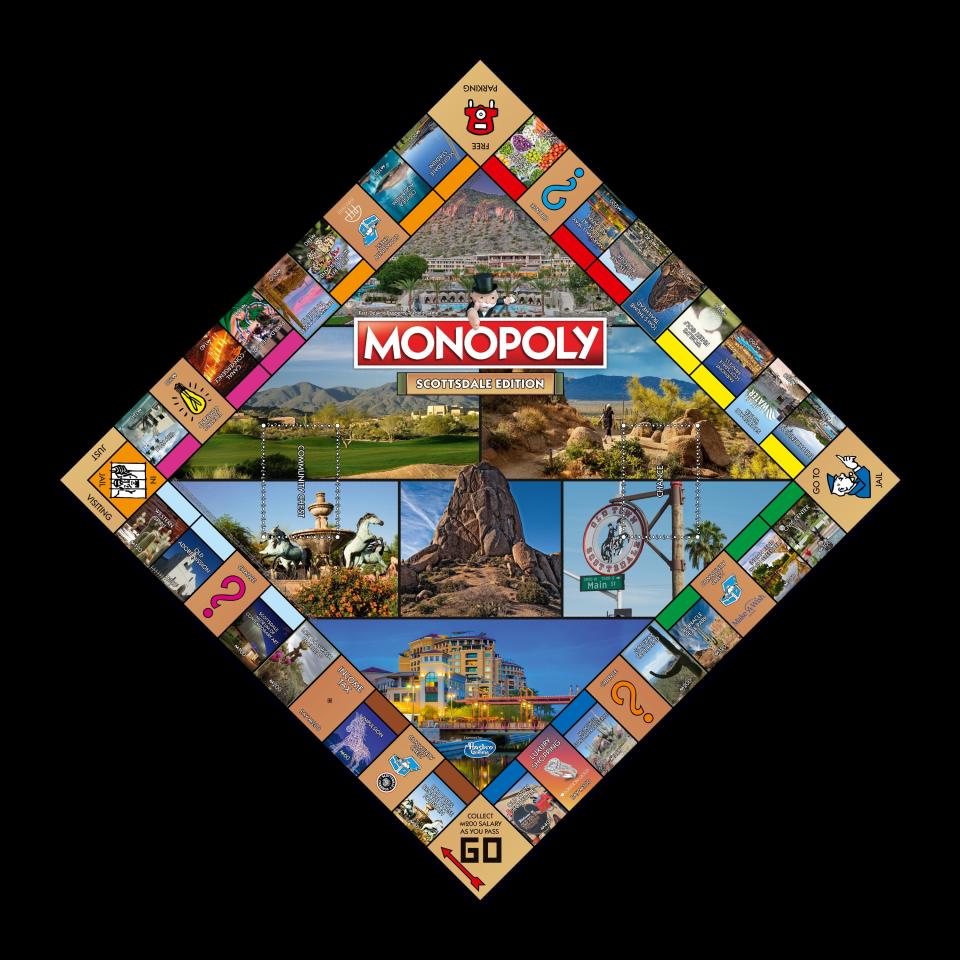 The game board of Monopoly: Scottsdale Edition includes landmarks in and near Scottsdale.