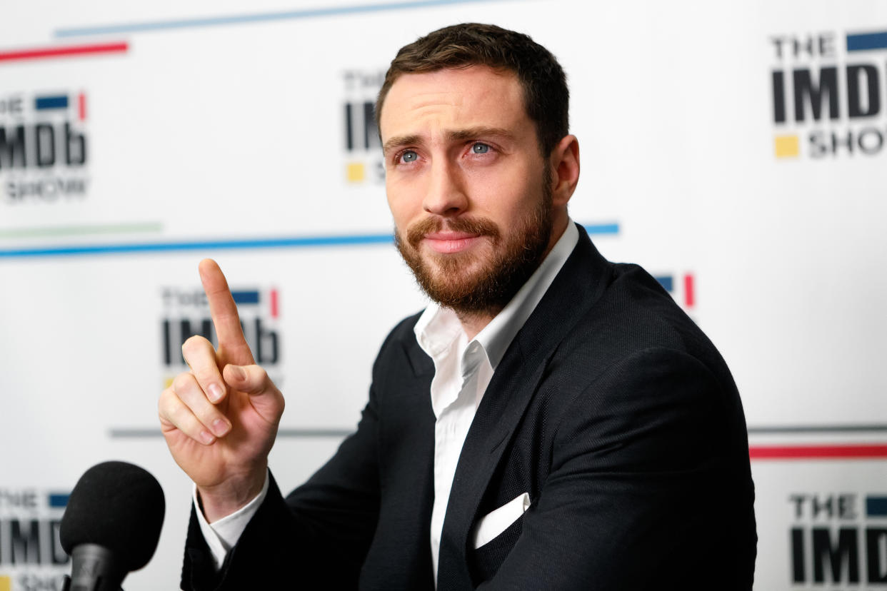 Aaron Taylor-Johnson visits ‘The IMDb Show’ on Twitch on December 4, 2019. (Photo by Rich Polk/Getty Images for IMDb)