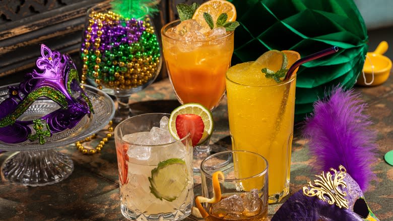 Cocktails and Mardi Gras masks