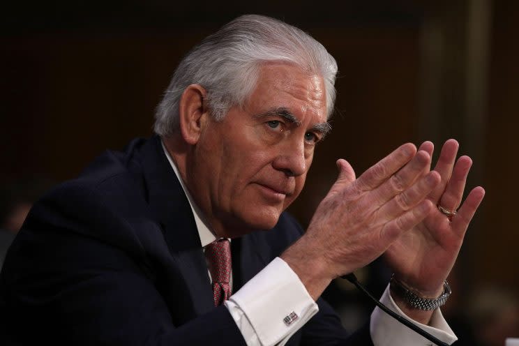 Rex Tillerson during his confirmation hearing. (Photo: Alex Wong/Getty Images)