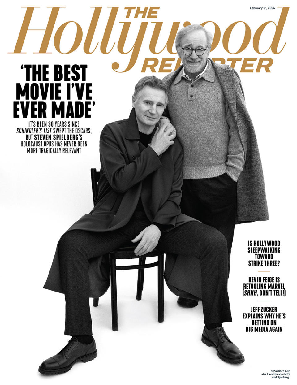 Liam Neeson and Steven Spielberg photographed Jan. 5 at Quixote Studios West Hollywood