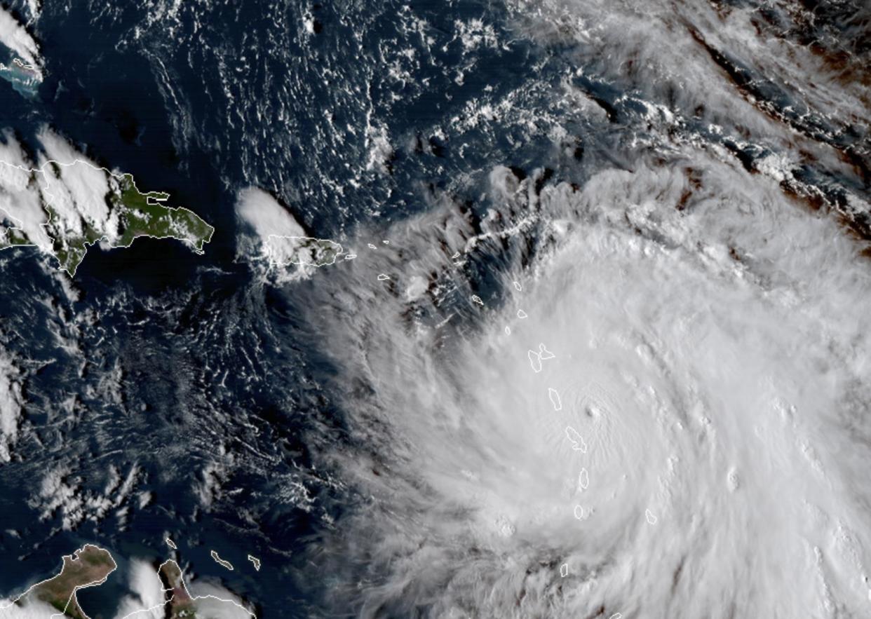 Hurricane Maria is pictured approaching Dominica: AP