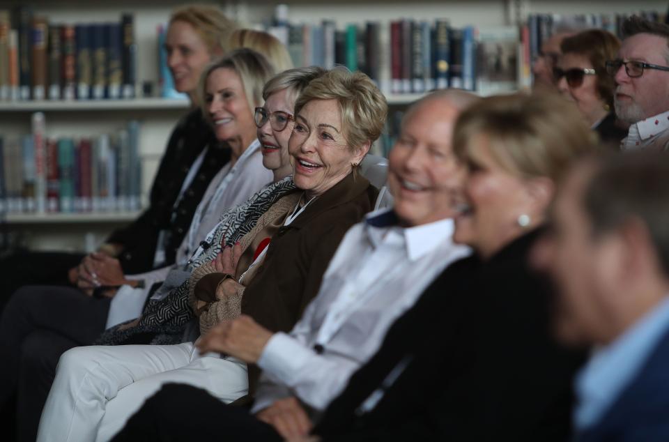 The crowd laughs as Fran Lebowitz speaks at the Rancho Mirage Writers Festival at the Rancho Mirage Public Library, February 13, 2023.  