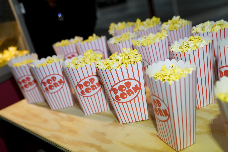 LOS ANGELES, CALIFORNIA - NOVEMBER 21: Popcorn on display during the fourth annual Volkswagen Drive-In Movie with Shay Mitchell at the Petersen Automotive Museum on November 21, 2019 in Los Angeles, California. (Photo by Erik Voake/Getty Images for Volkswagen)