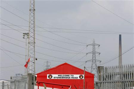 A general view of the Ebbsfleet United football ground is seen in Ebbsfleet, southern England March 27, 2014. Under a new government-backed plan, more than 20,000 new homes will be built in Ebbsfleet, 20 miles east of London and just 17 minutes from the centre of the capital on a high-speed rail line. Picture taken on March 27, 2014. To match Analysis BRITAIN-HOUSING/ REUTERS/Stefan Wermuth