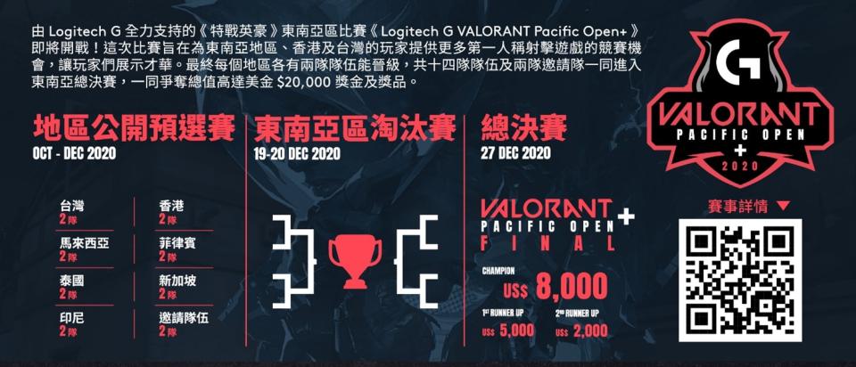 《Logitech G VALORANT Pacific Open+》賽事資訊   圖：Logitech G /提供