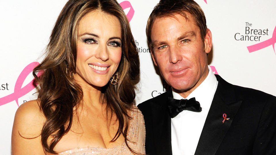 Shane Warne, pictured here with Liz Hurley in 2012.