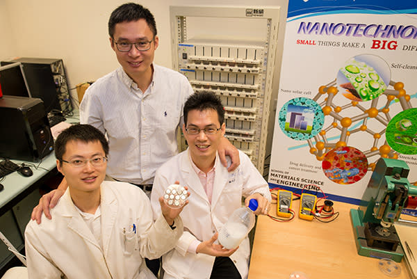 (Clockwise from top) NTU Assoc Prof Chen Xiaodong with research fellow Tang Yuxin and PhD student Deng Jiyang. (Image source: NTU.)