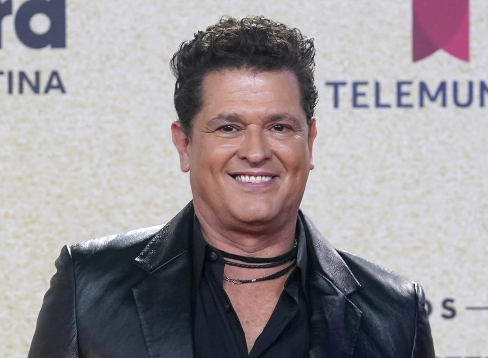 Carlos Vives arrives at the Billboard Latin Music Awards on Thursday, Sept. 23, 2021, at the Watsco Center in Coral Gables, Fla. (AP Photo/Marta Lavandier)