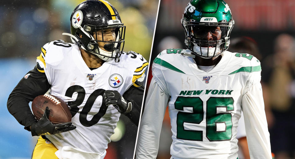 Is James Conner or Le'Veon Bell the better fantasy option this season? (Photo by Yahoo Sports graphics team)