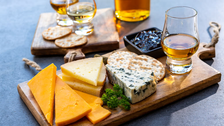 bourbon and cheese tasting platter