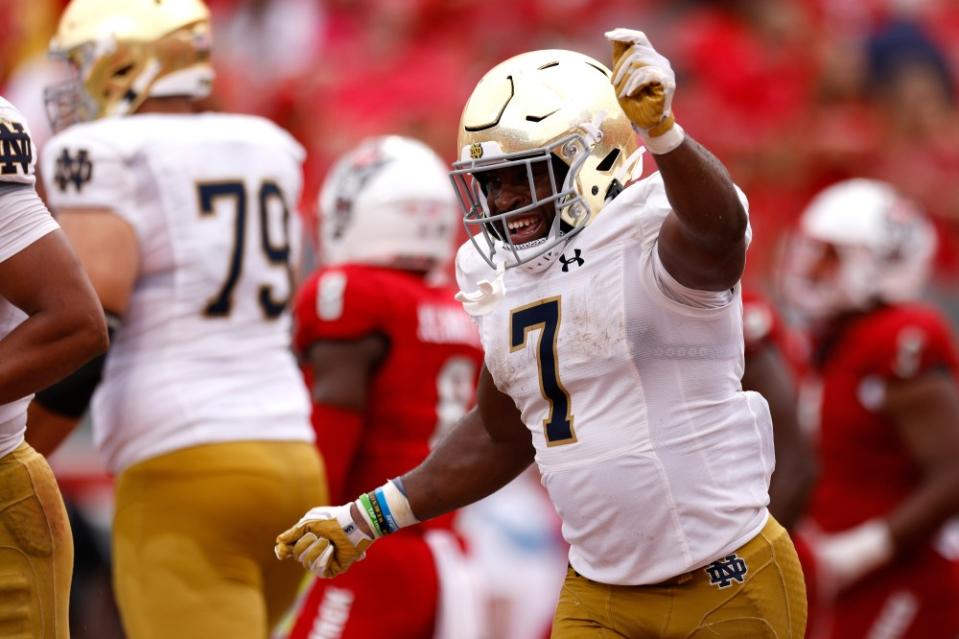 Notre Dame running back Audric Estime clocked over 20 MPH on 80-yard TD run