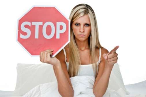 Woman stop sign