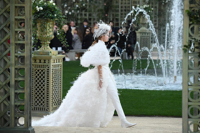 A CHANEL WEDDING GOWN AND TRAIN