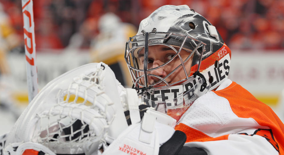 Despite being acquired at the trade deadline by the Flyers. the team did not decide to qualify the Czech netminder. (Photo by Len Redkoles/NHLI via Getty Images)