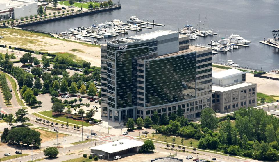 A StarNews file photo from 2017 shows an aerial view of the PPD building. As the city of Wilmington explores the purchase of downtown's former PPD building, city staff have developed a financing plan for the potential buy.