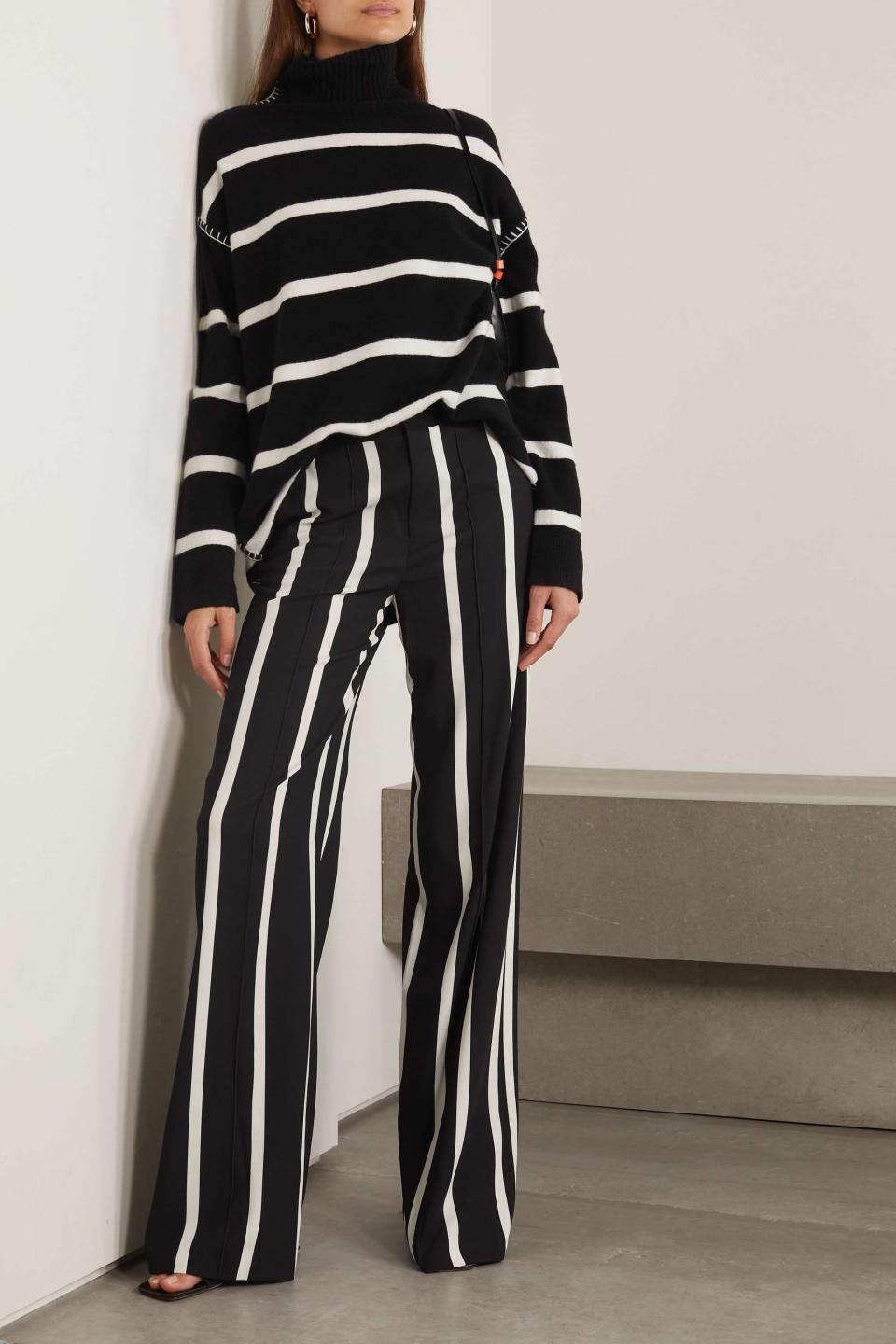 20) Nubia Striped Crepe Wide-Leg Pants