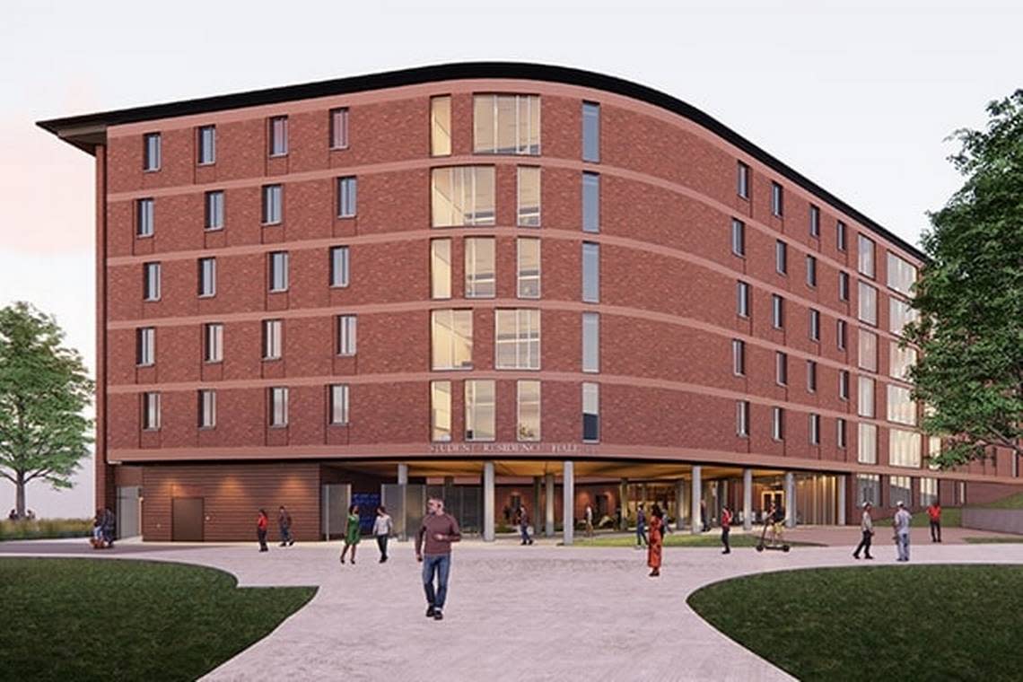 Boise State University broke ground on a new 450-unit residence hall for first-year students on Sept. 18 at 1815 W. Cesar Chavez Lane. The proposed hall would replace an existing parking lot between Albertsons Library and Centennial Hall.