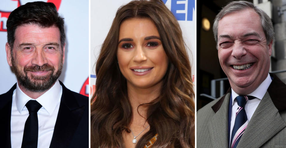 Nick Knowles, Dani Dyer and Nigel Farage are all rumoured to be going into the jungle this year. (PA/REX)