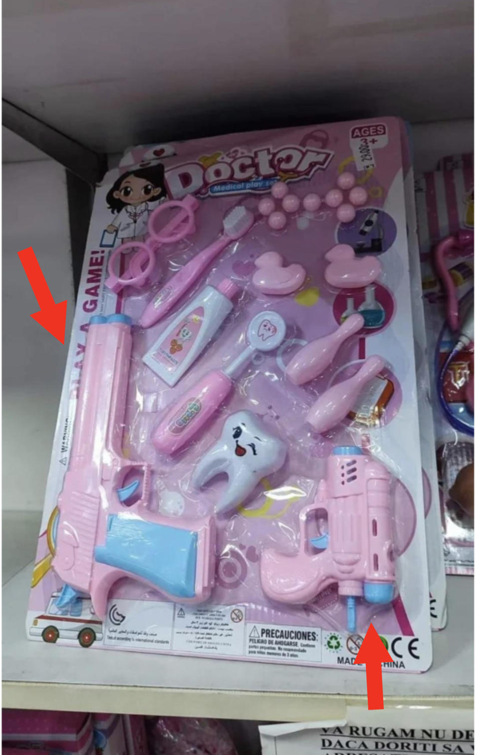 A pink gun in a doctor's toy